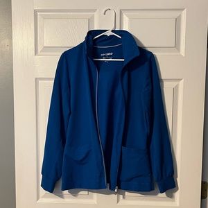 Royal blue Healing Hands 360 scrub jacket with hood